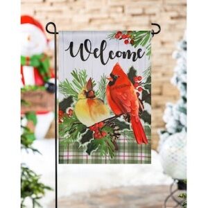 Welcome Christmas Cardinals Garden Flag